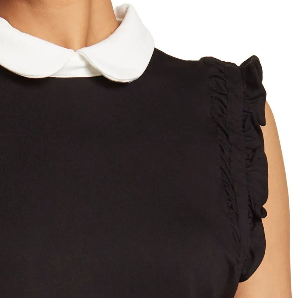NEW CeCe Ruffle Contrast Peter Pan Collar Sleeveless Tank Blouse Top $59 Small S - Picture 11 of 12